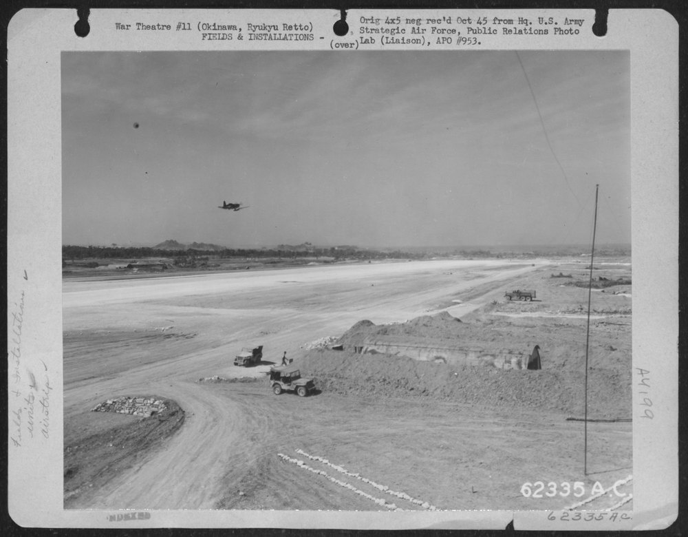 Marine plane takes off at Kadena airstrip