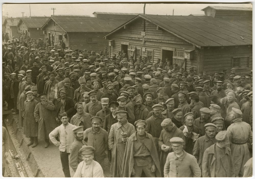 Market in Puchheim's main street with prisoner trading