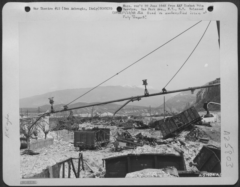 Marshalling yards bombed at San Ambrogio