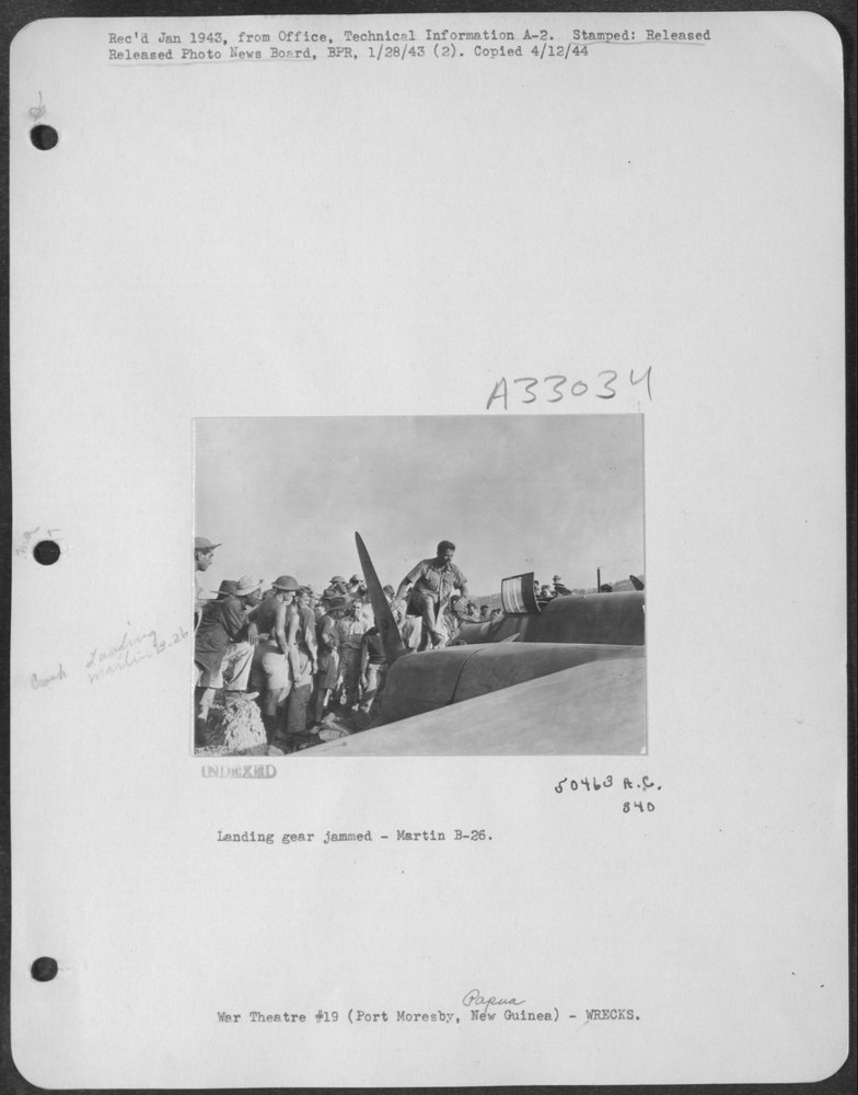 Martin B-26 landing gear jammed