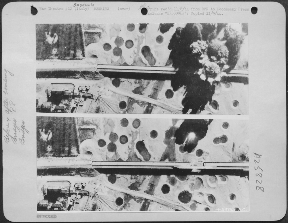 Martin B-26 Marauders hit Sassoula bridge
