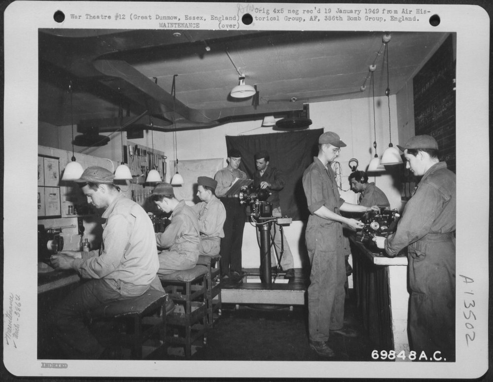 Men at work in bomb sight section