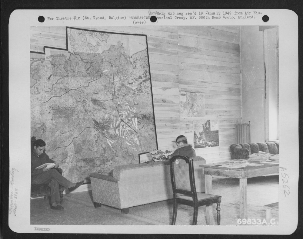 Men relax at 386th Bomb Group base