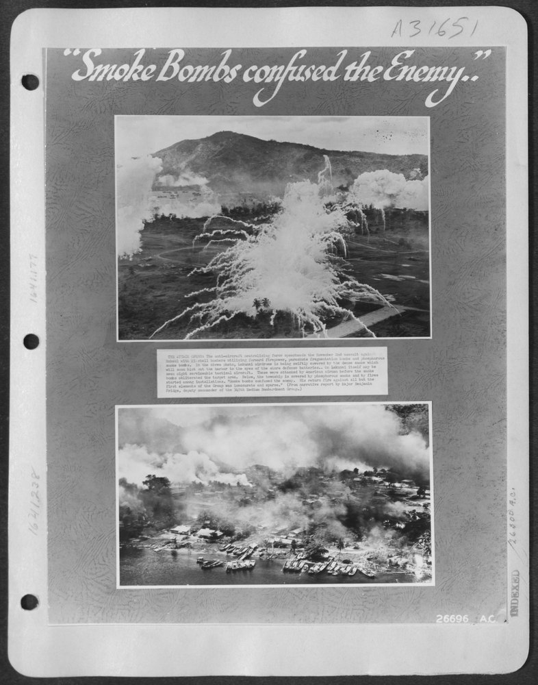 Mitchell bombers over Rabaul