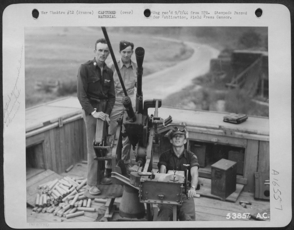 Mustang pilots at captured airfield