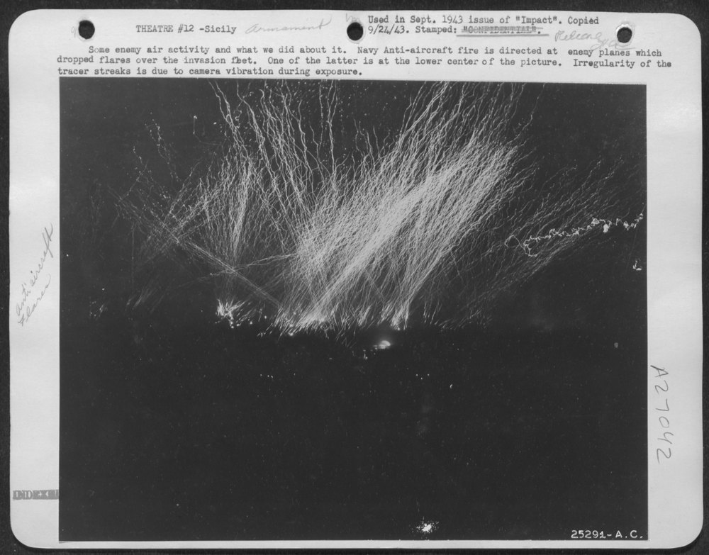 Navy Anti-aircraft fire at invasion fleet