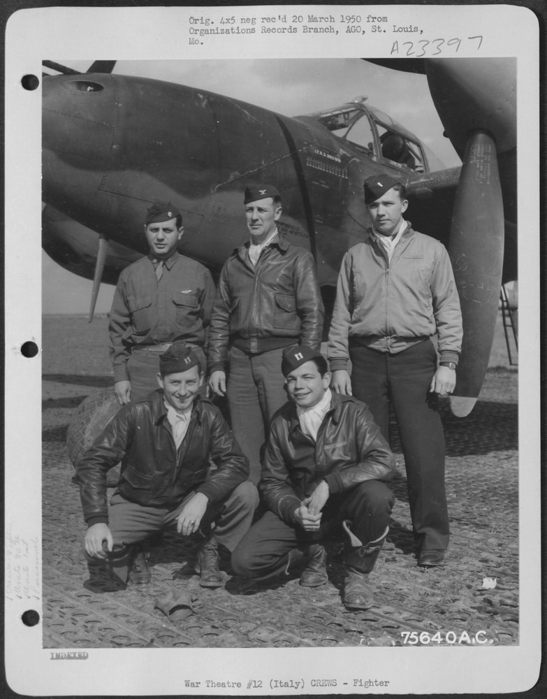 Officers in Italy with P-38 Lightning