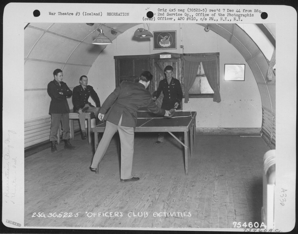 Officers play ping pong in Iceland