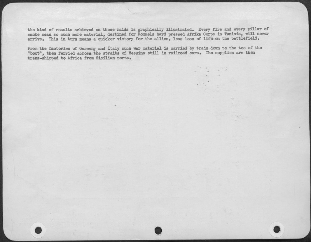 Relations Striking at the Axis "spinal Cord" Supply Route to Sicily