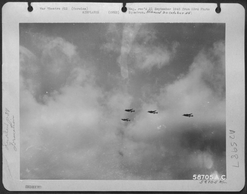 P-38 Lightnings over Corsica