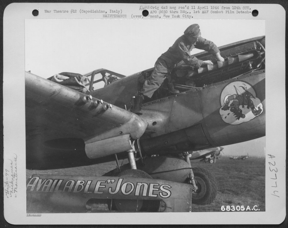 P-40 Warhawk engine repair at Capodichino