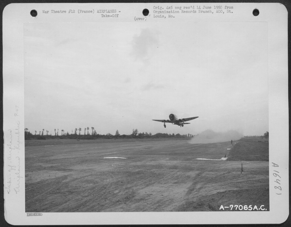 P-47 takes off Normandy