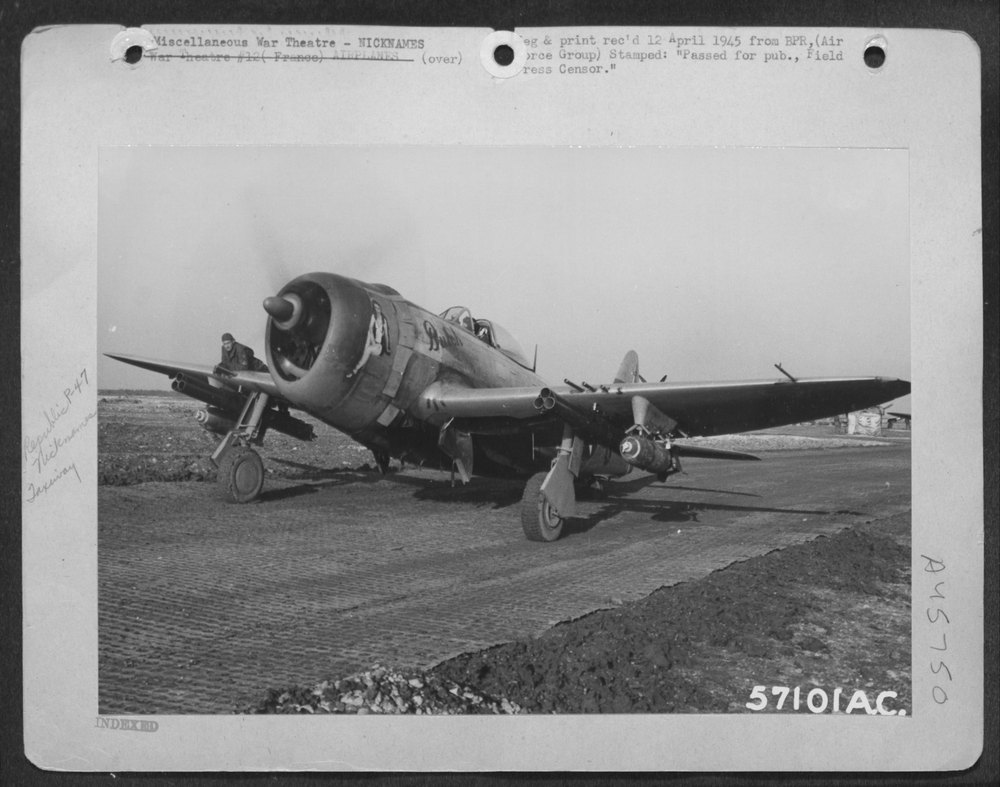 P-47 Thunderbolt takes off on mission