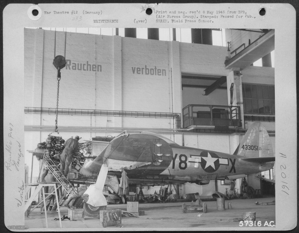 P-47 Thunderbolts at advanced airstrips