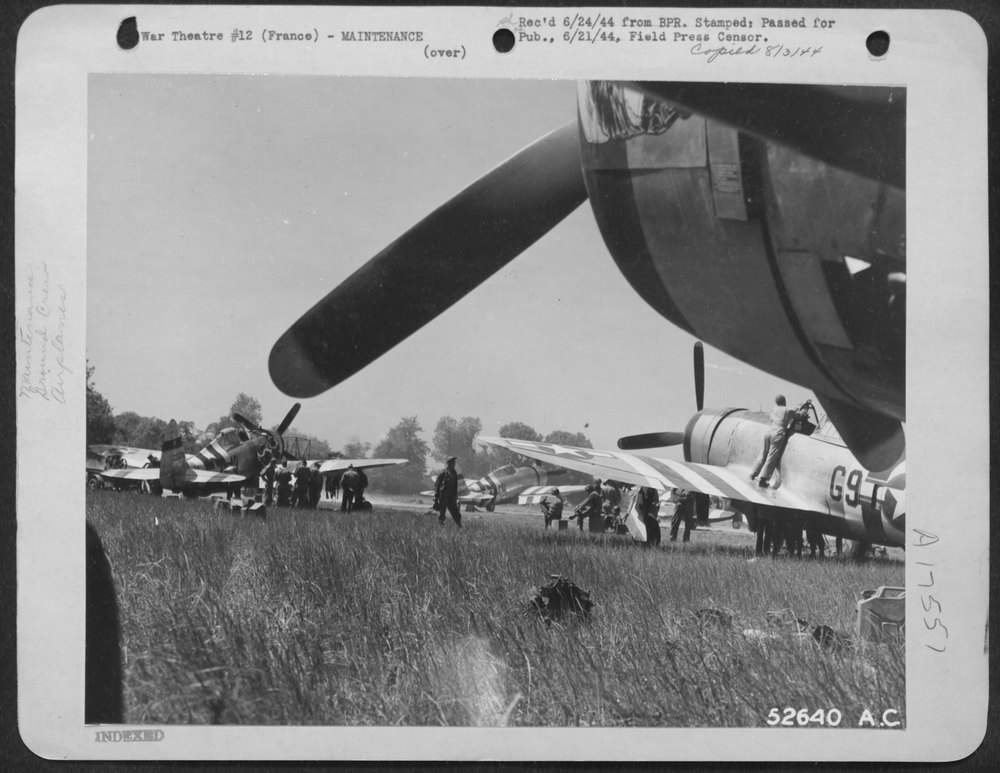 P-47 Thunderbolts at emergency landing strip