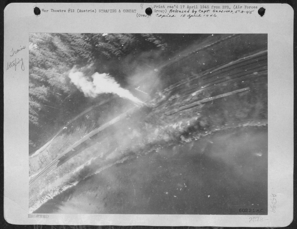 P-47 Thunderbolts attack train in Austria