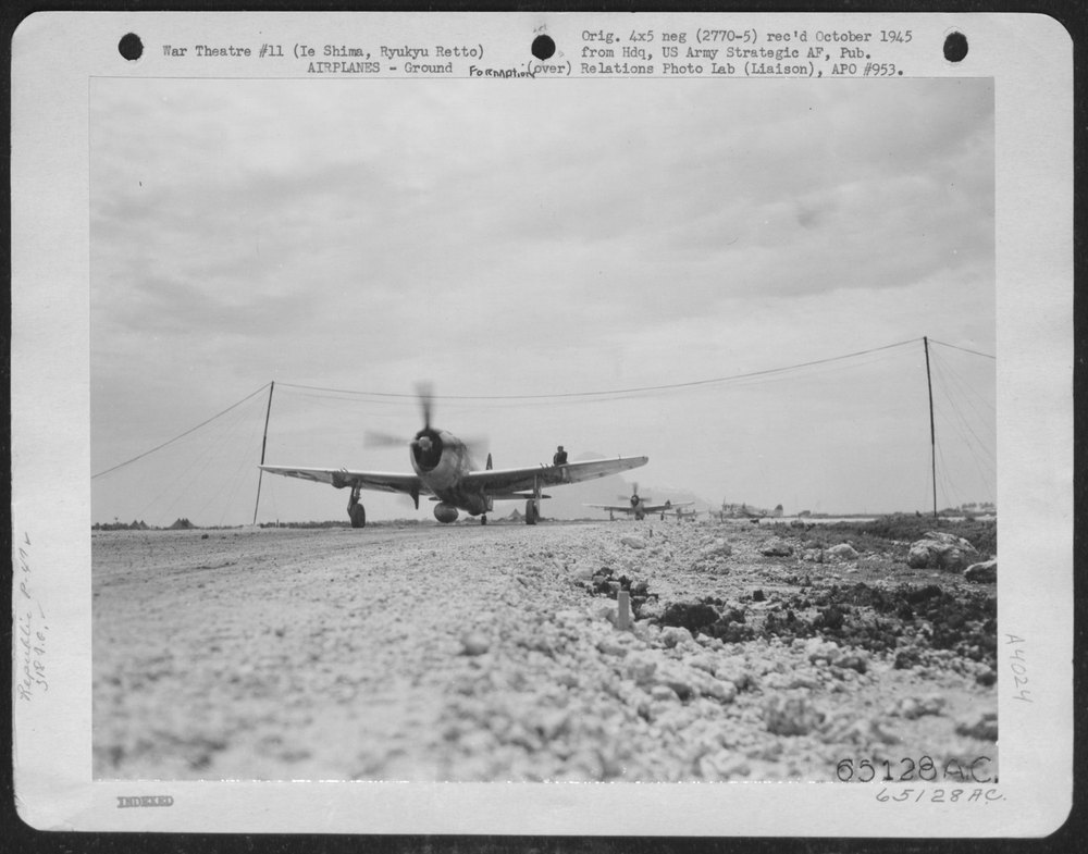 P-47 Thunderbolts on Ie Shima