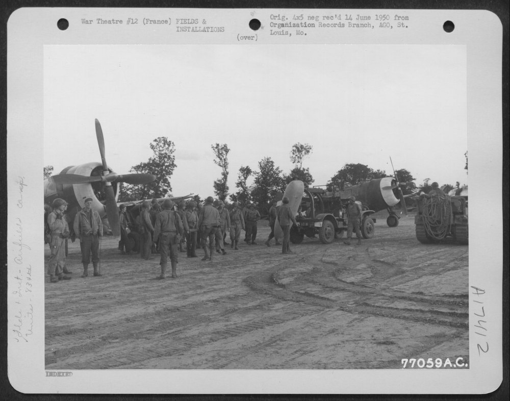 P-47s at St Pierre du Mont airfield