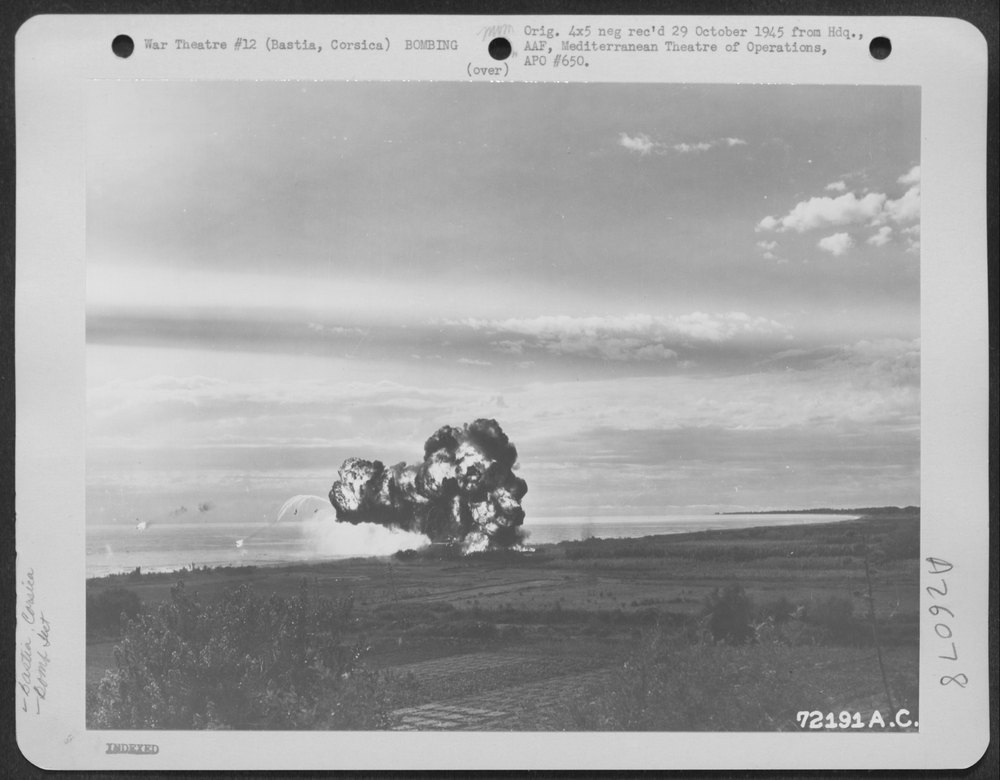 P-47s drop napalm at Bastia