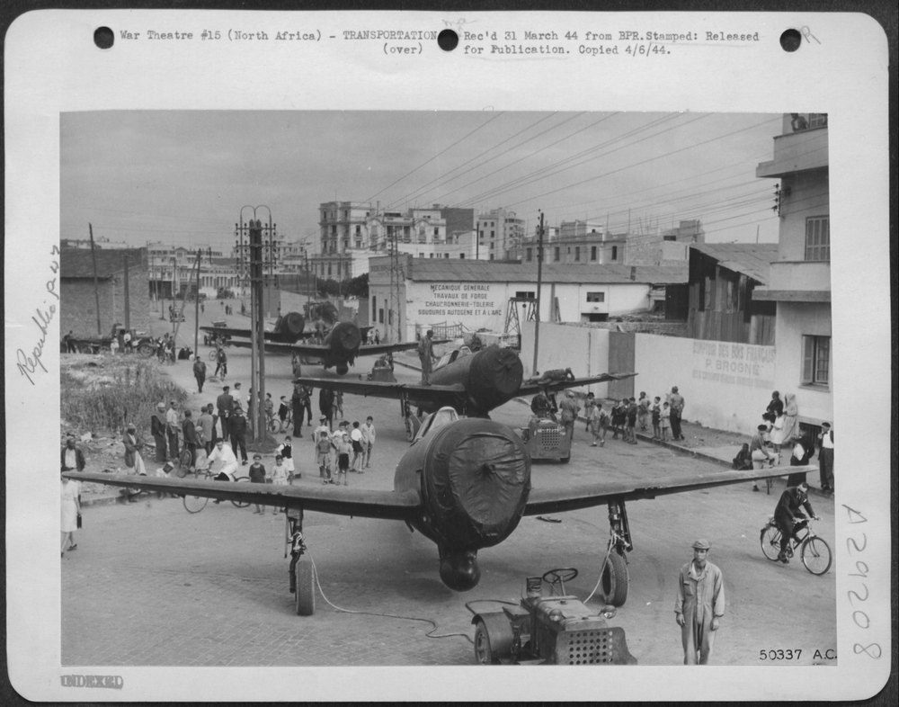 P-47s in North African port city