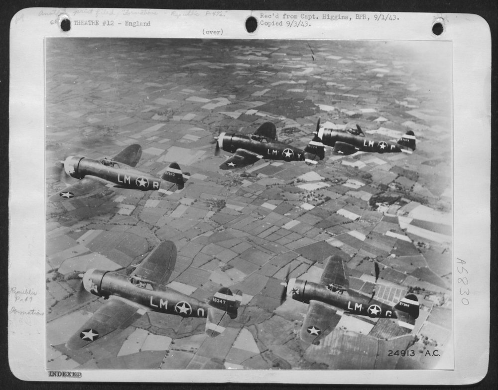 P-47s over English landscape