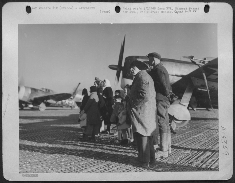 P-47s taking off in France