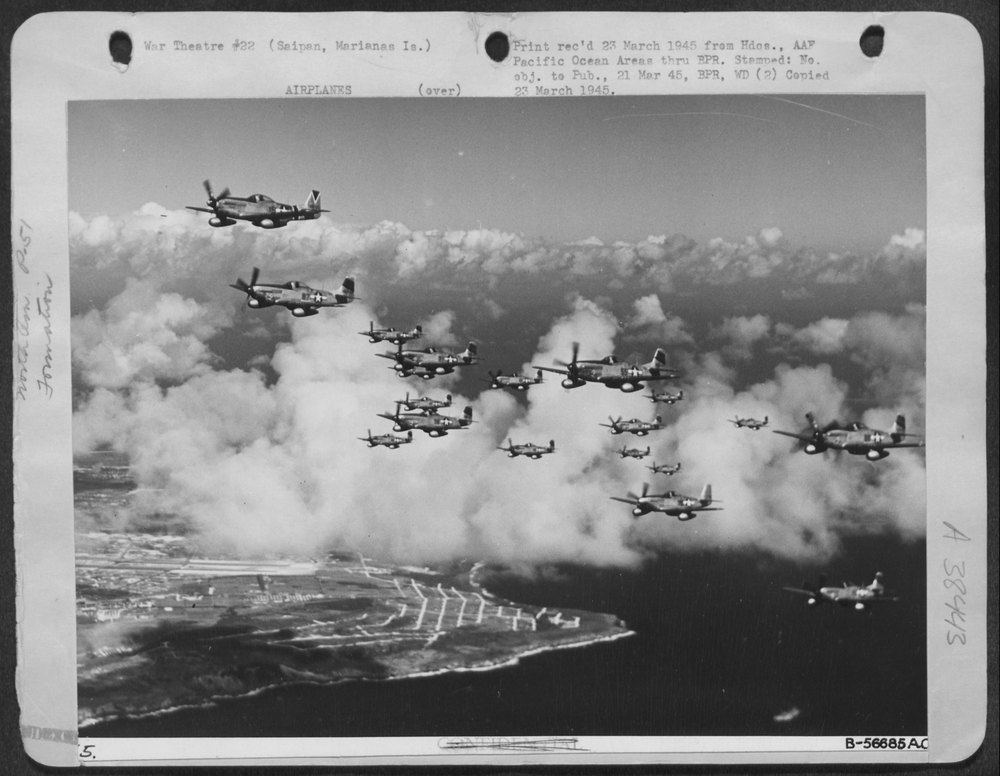 P-51 Mustangs over Saipan