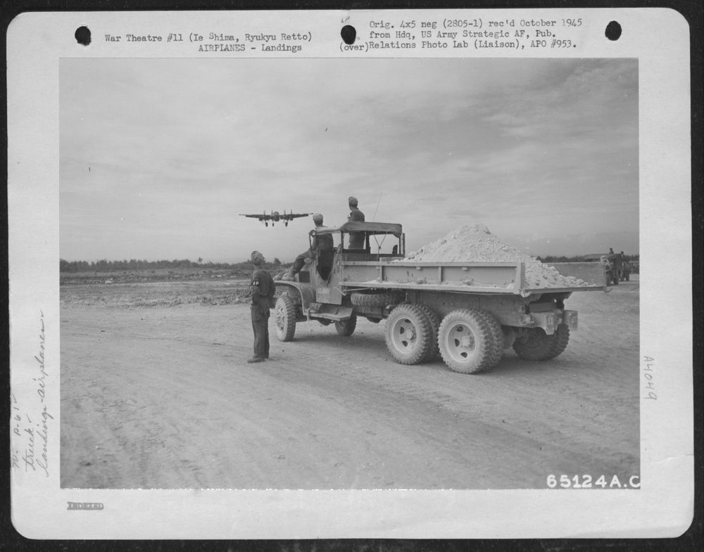 P-61 Black Widow lands on Ie Shima