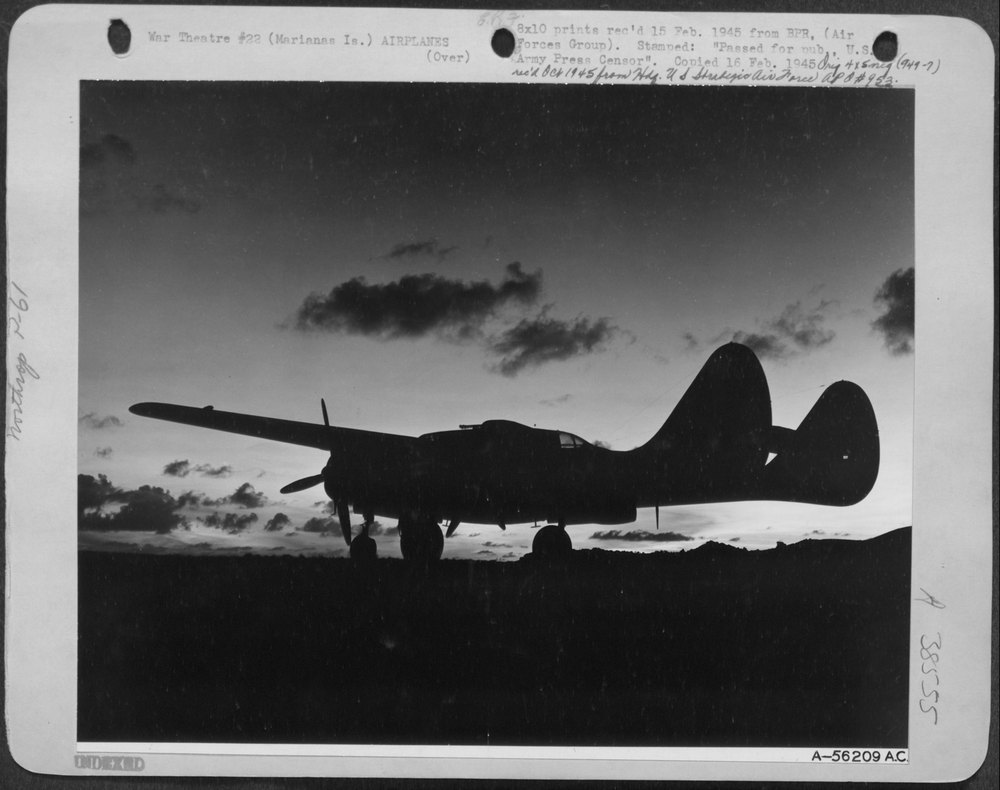 P-61 Black Widow night fighter at Marianas base