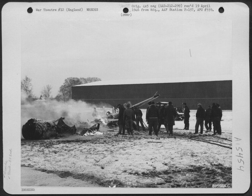 P51 Crashes At Base