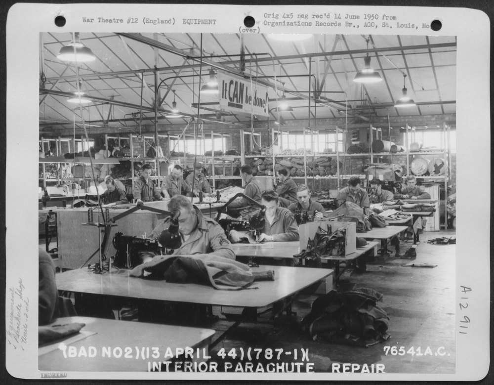 Parachute Repair At Lancashire Air Base