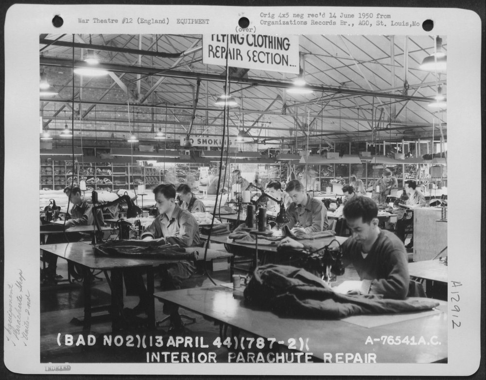 Parachute Repair At Lancashire Air Base