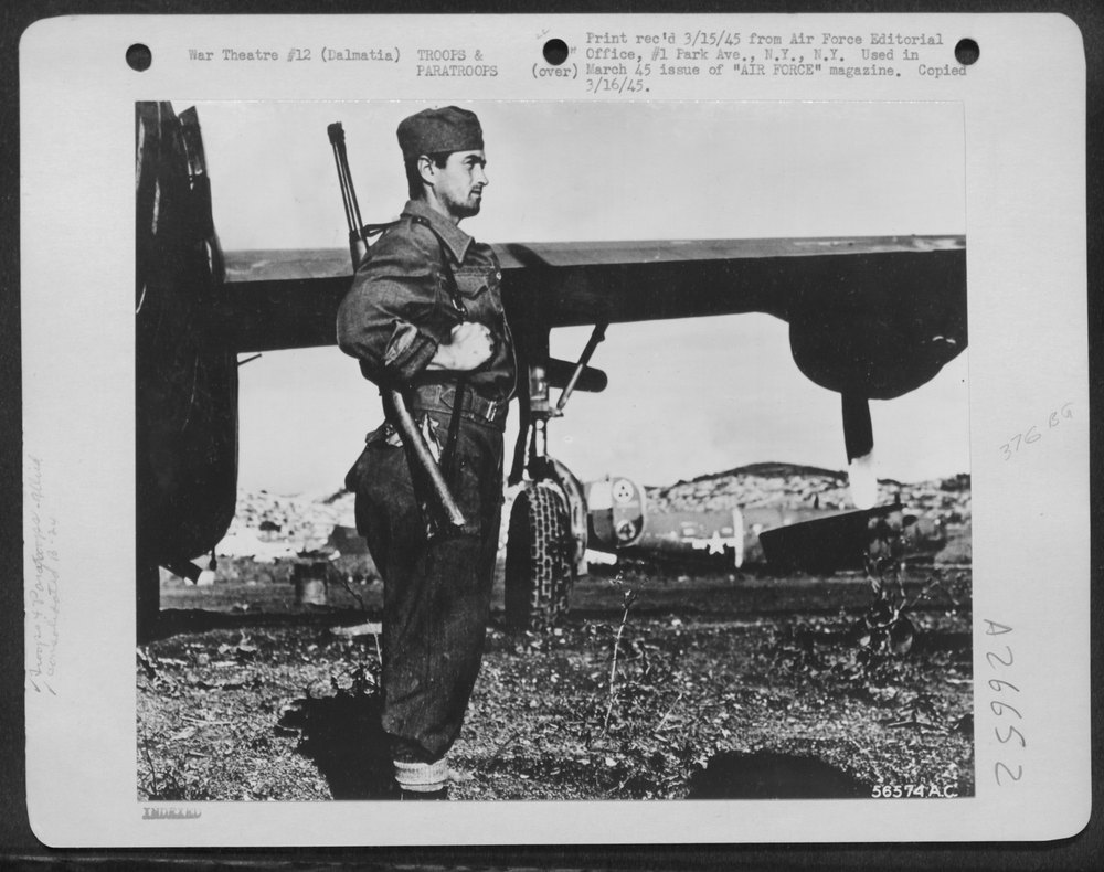 Partisan guards B-24 on Dalmation Island