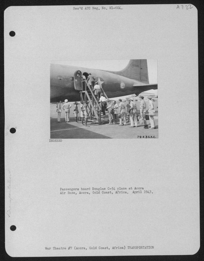Passengers board C-54 at Accra Air Base