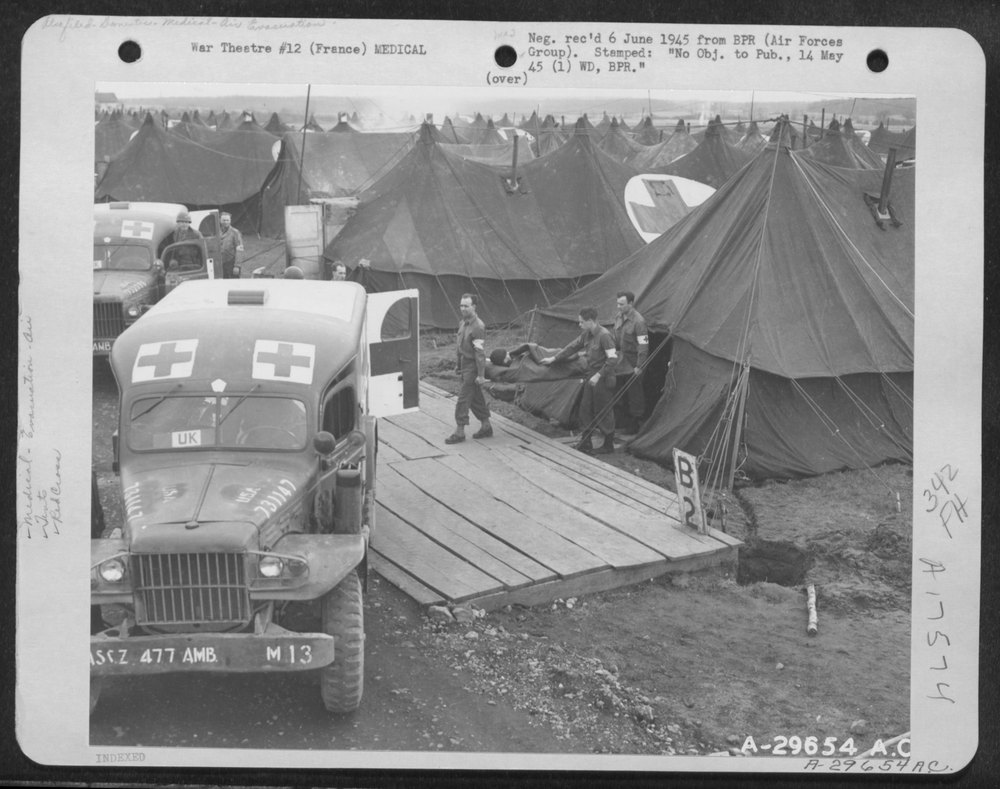 Patients at air evacuation hospital