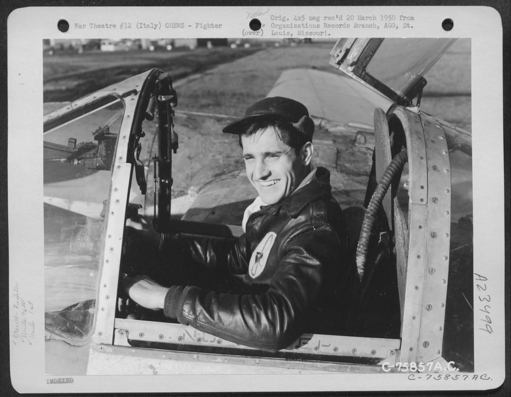 Pilot in P-38 at Italian air base