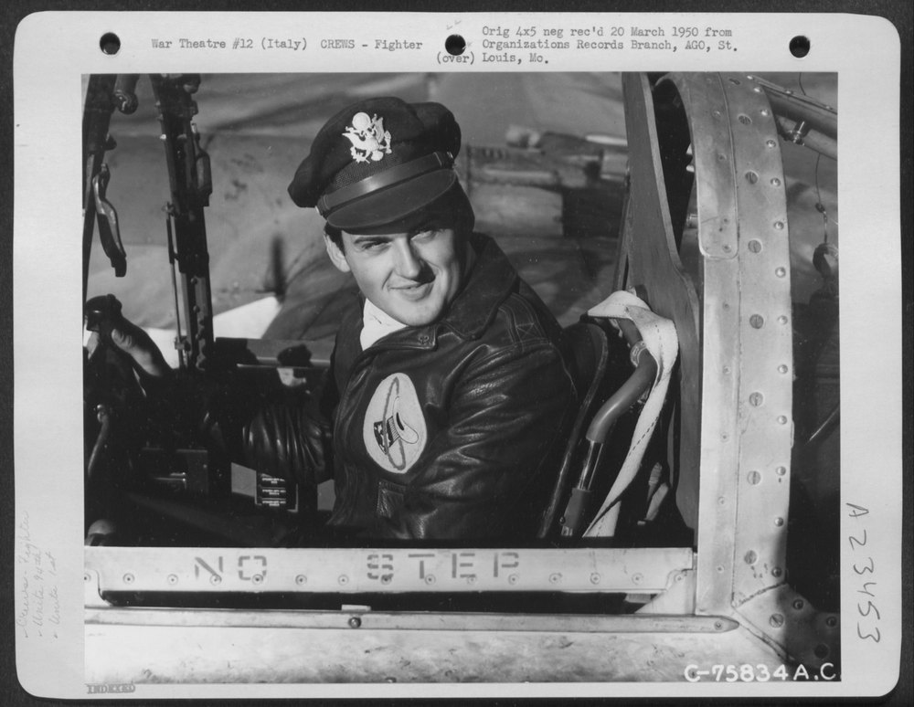 Pilot in P-38 at Italian air base