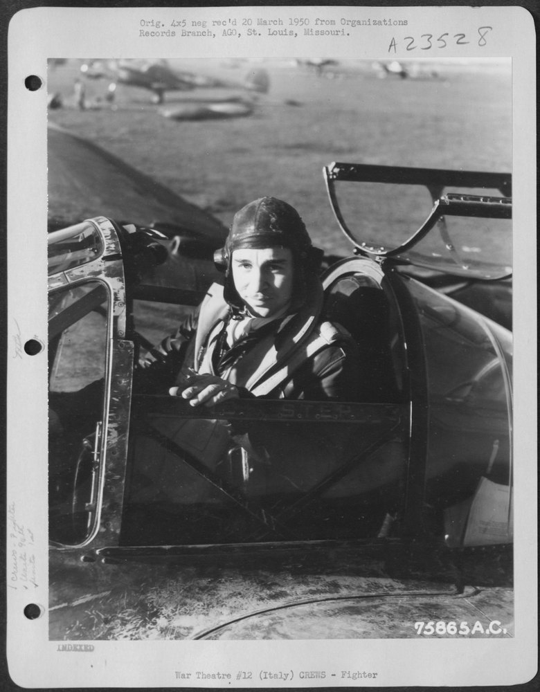 Pilot in P-38 at Italian air base