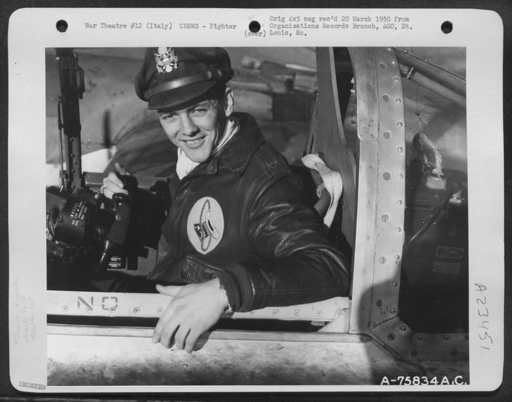 Pilot in P-38 at Italian air base