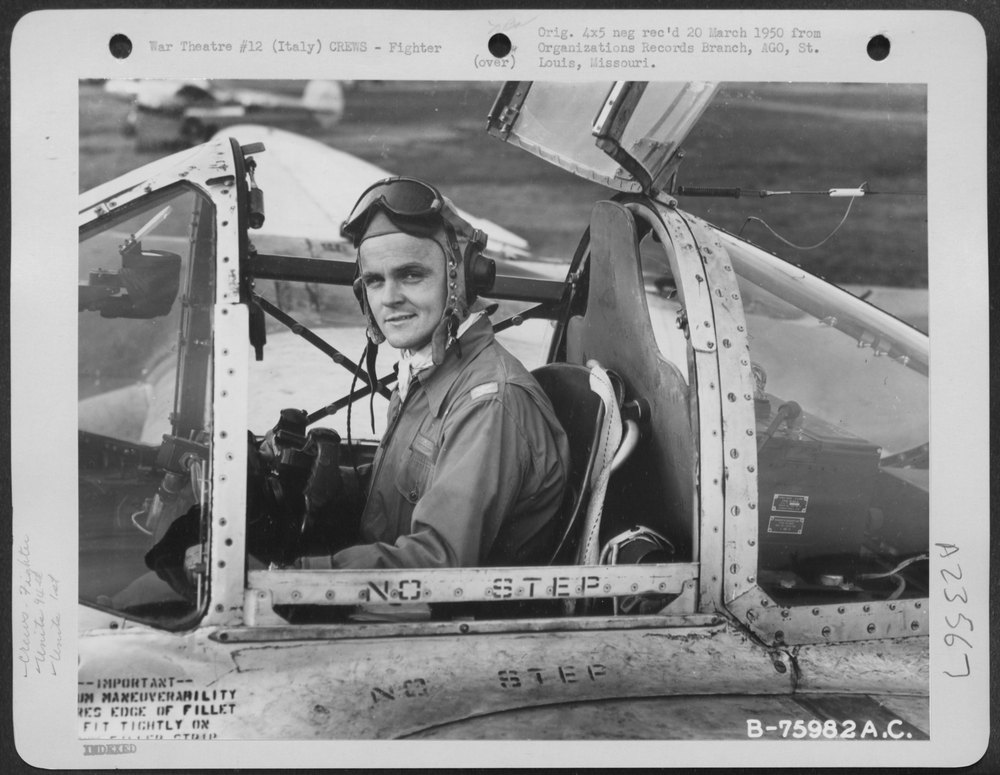 Pilot in P-38 Lightning in Italy