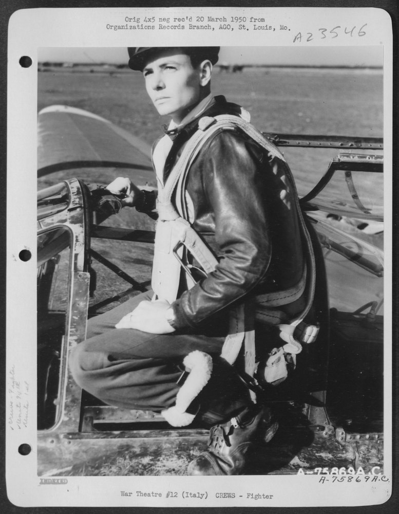 Pilot with P-38 in Italy