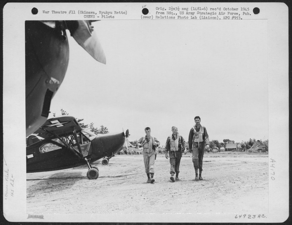 Pilots at Cub Field No 10 Okinawa