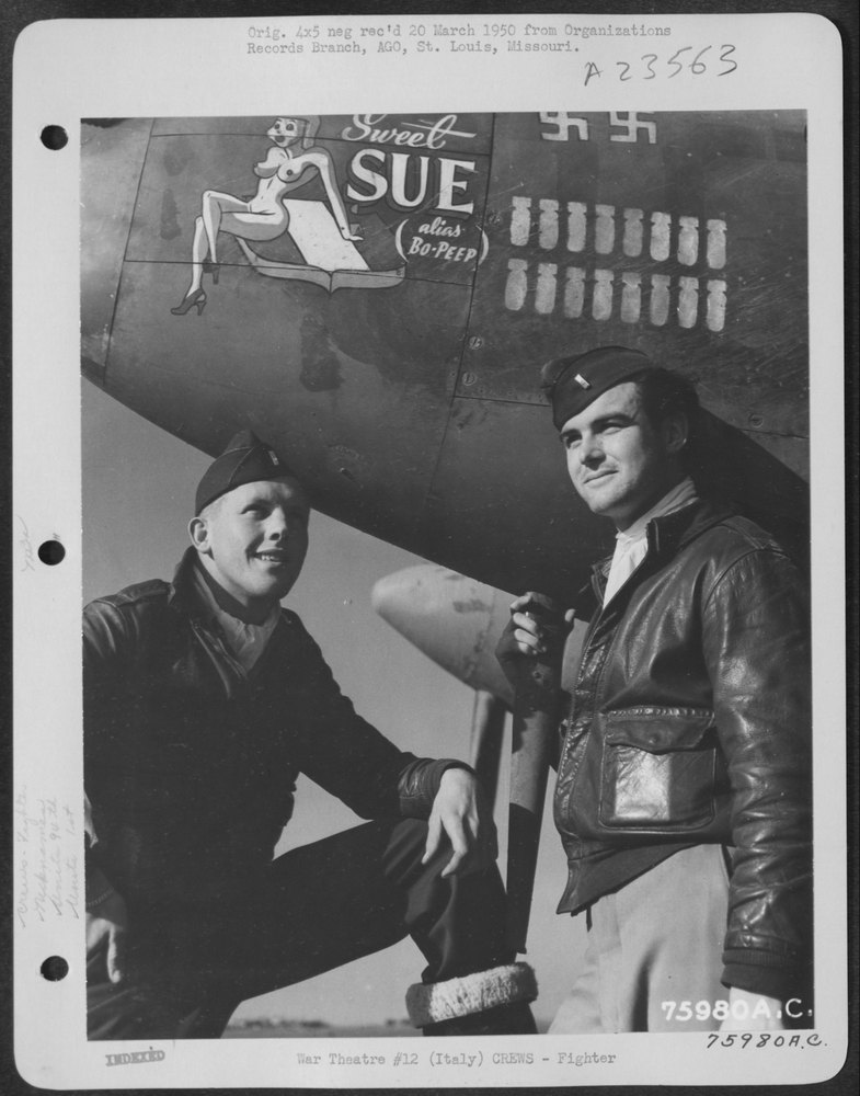 Pilots with P-38 in Italy