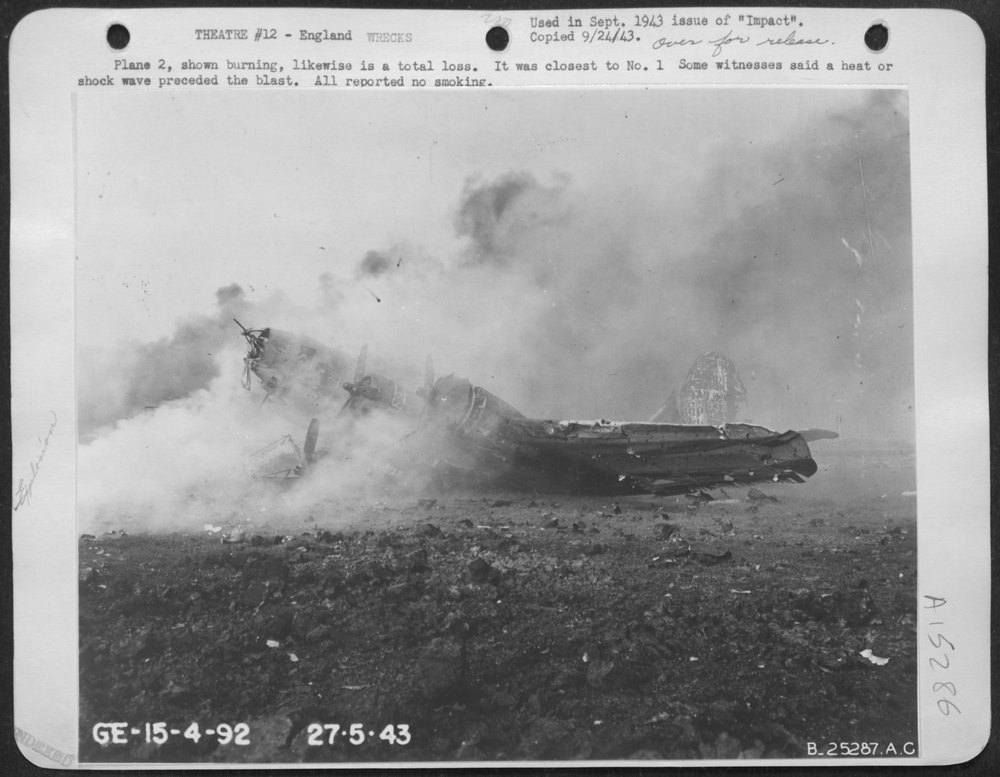 Plane 2, shown burning, likewise is a total loss