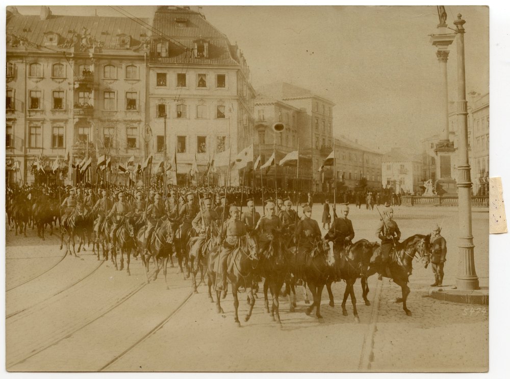 Polish Uhlans on horseback in Warsaw