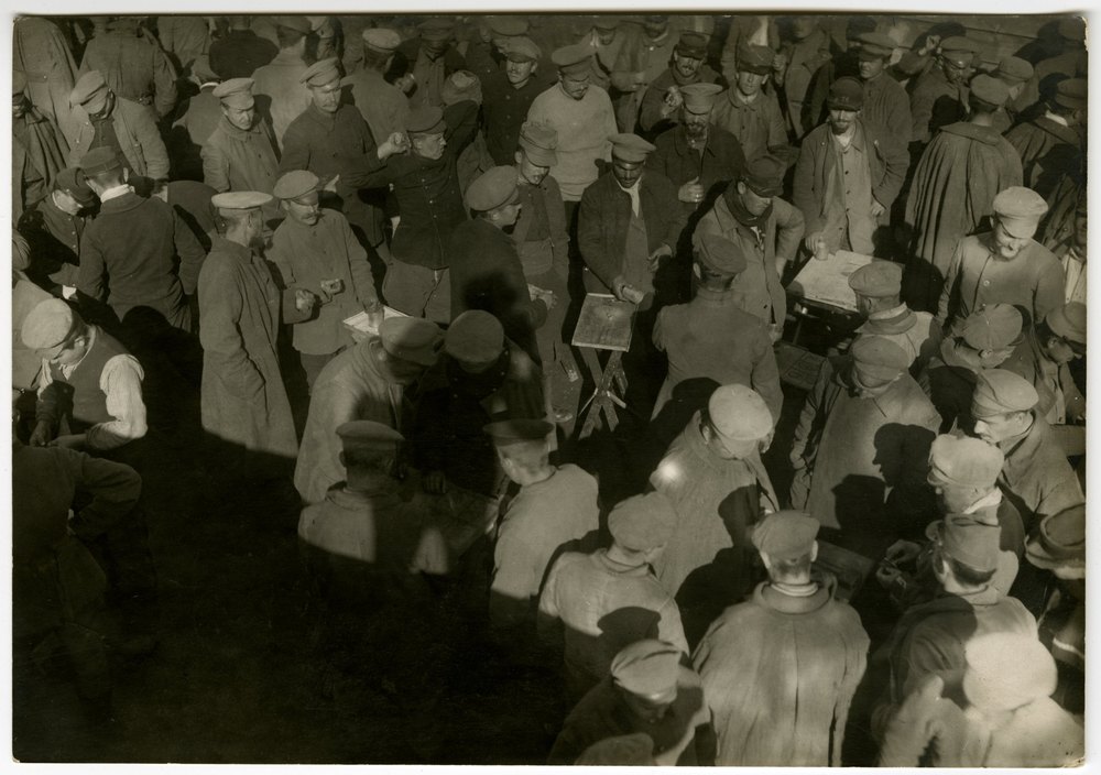 Prisoners of war in a camp