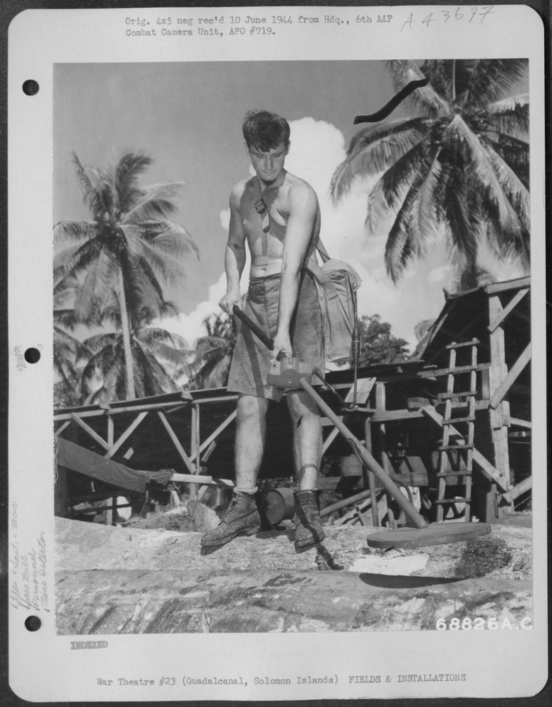 Pvt Daniel Phillips uses mine-detector