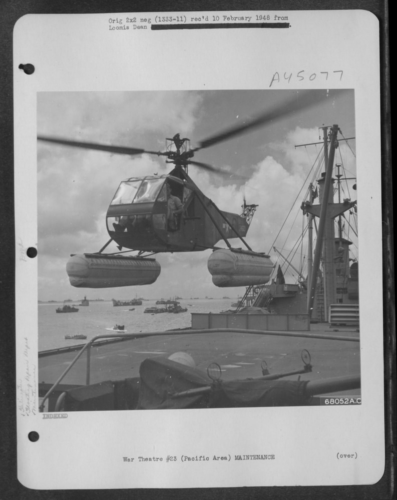 R-4B Sikorsky Helicopter On Pacific Flight Deck