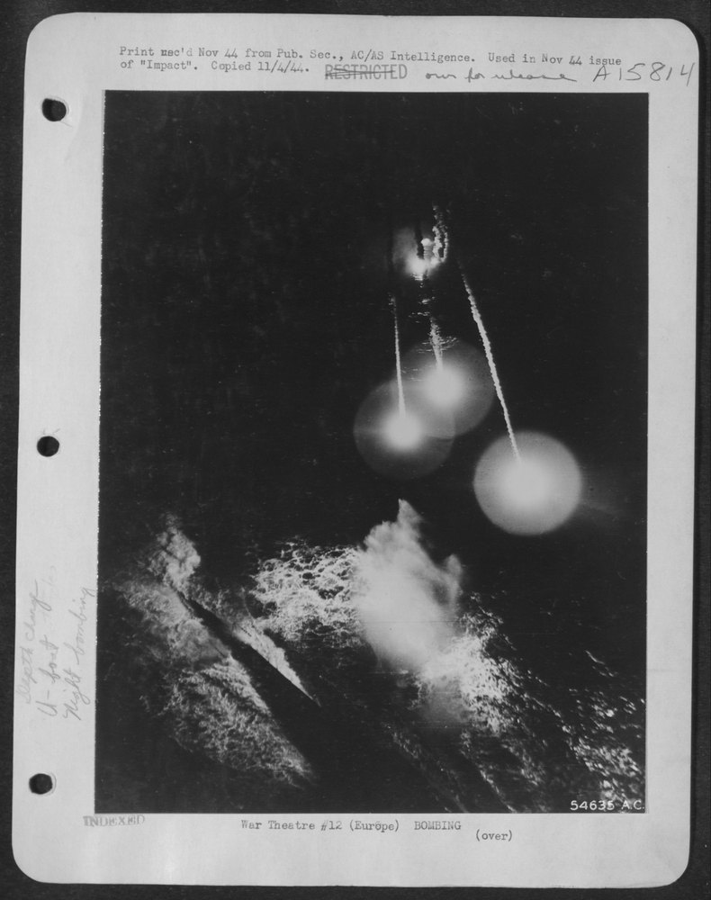 RAF plane attacks U-boat in Europe