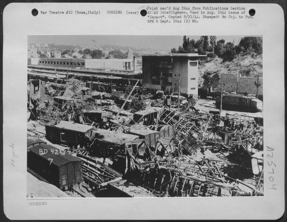 Railroad yards devastated at Rome